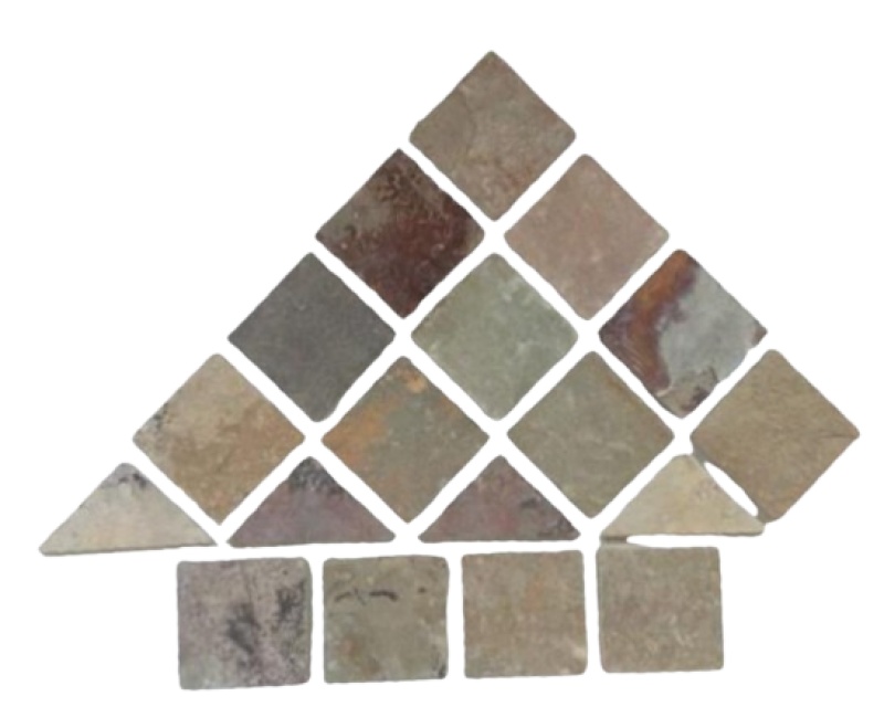 Camel Slate Tile - Tumbled - 4" X 4"
