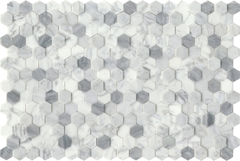 Link White Marble Mosaic - 1" Hexagon - Honed