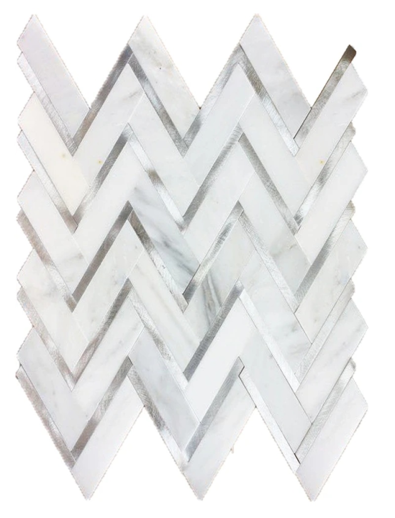 Oriental White & Silver Marble Mosaic
