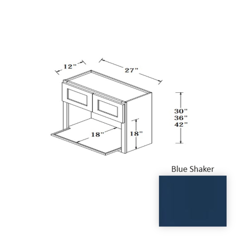 Blue Shaker Wood Kitchen Microwave Base Cabinet