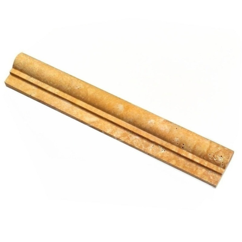 Golden Sienna Travertine Liner - 2" X 12" F1 Chair Rail - Unfilled & Honed