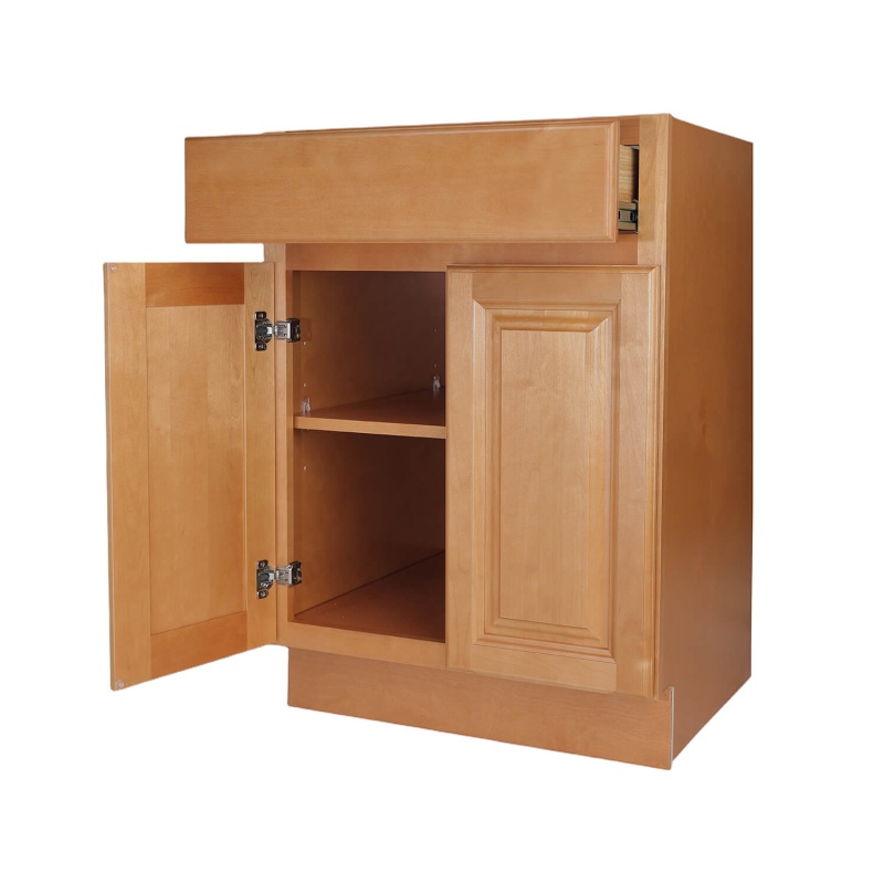 Sunset Birch Wood Kitchen Base Cabinet - 27" x 24" x 34.5" (Assembly Required)