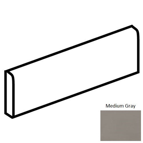 Neoconcrete Medium Gray Porcelain Floor & Wall Trim - 3" X 24" Bullnose - Matte