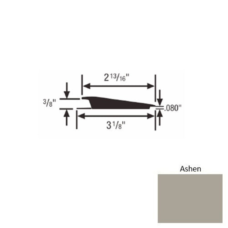 Solid 66 Ashen Rubber Rolling Traffic Transition - 3 1/8" X 9 Ft (108") X 3/8" - 0.080"