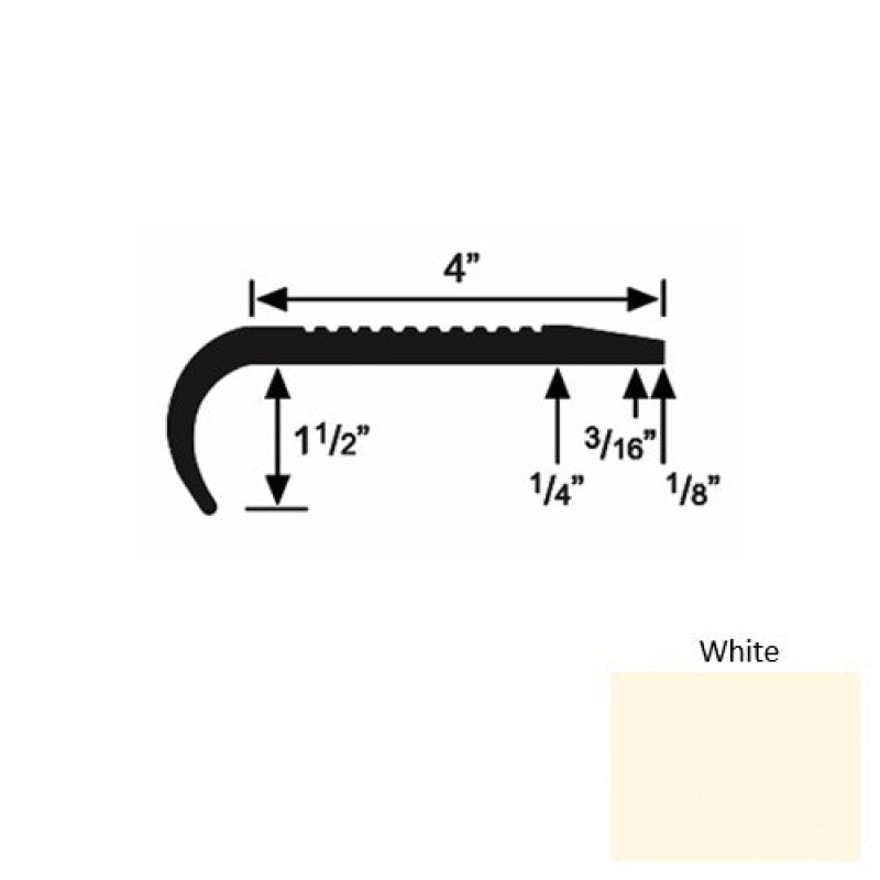 Solid 02 White Rubber Commercial Stair Nosing