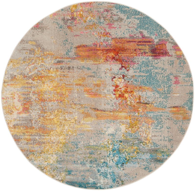 Celestial Ces02 Sealife Area Rug, 10 Ft Round