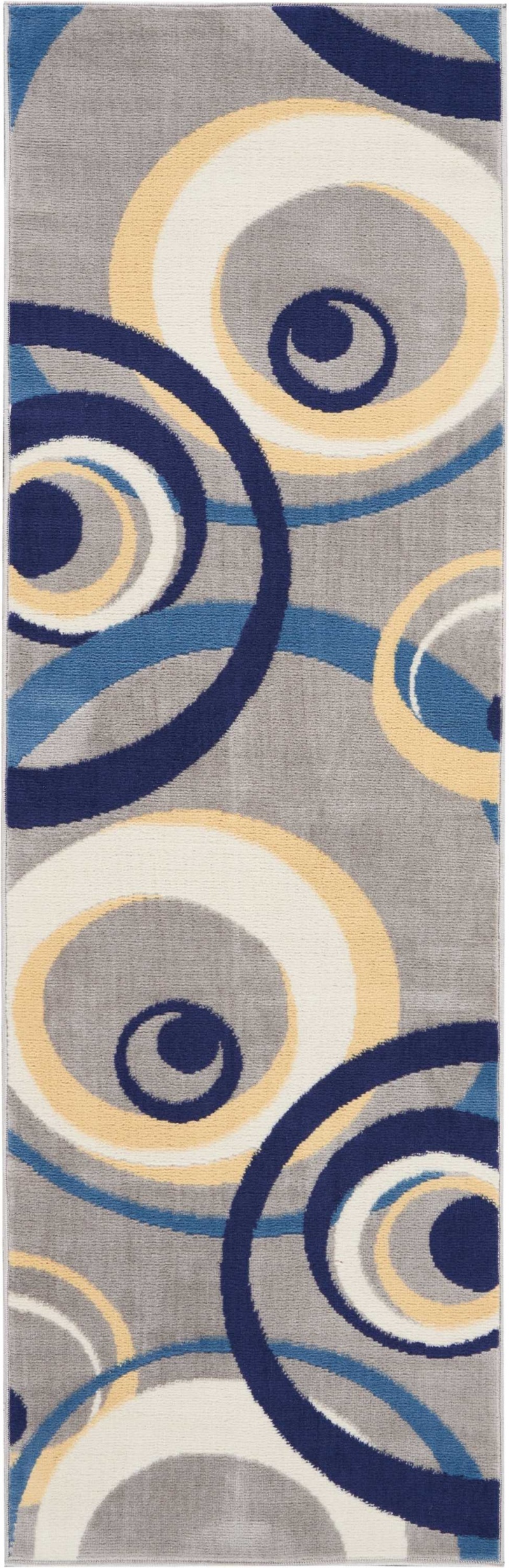 Grafix Grey Polypropylene Mid-Century Modern Area Rug