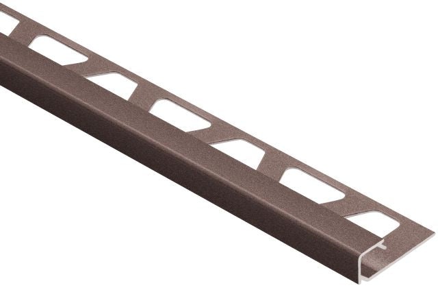Quadec Square Edge Metal Tile Edging Trim - Bronze Textured Color Coated Aluminum