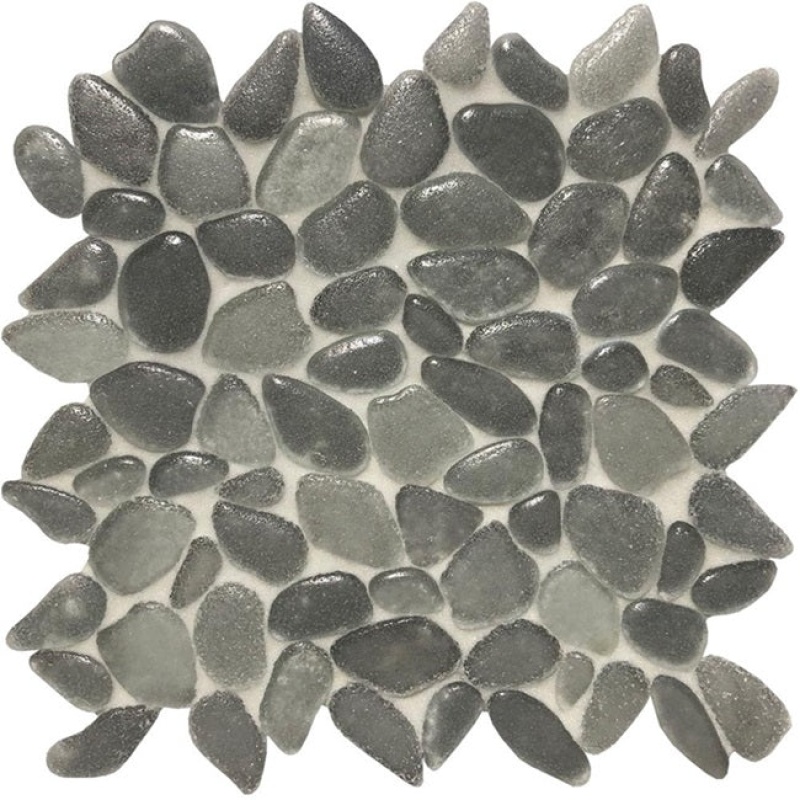 Aquatica Liquid Rocks Torrent Grey Random Glass Mosaic - Pebble - Textured