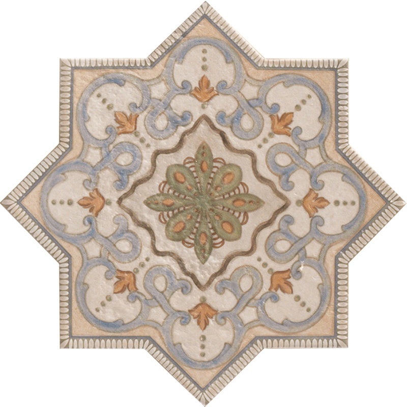 Umbria Deco B Porcelain Tile - Matte - 7" x 7" Star