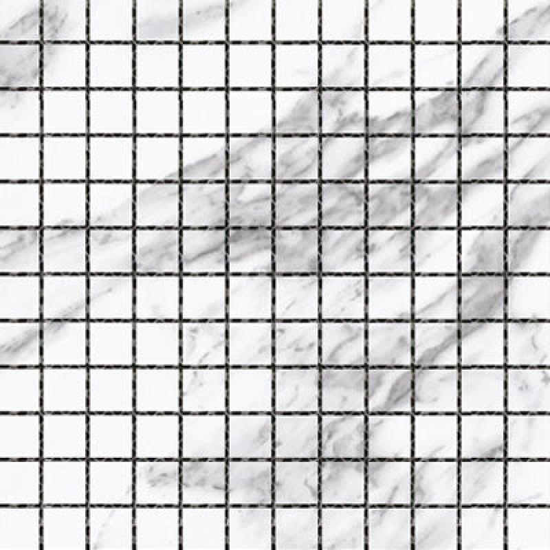 Marmi Statuario Venato Porcelain Mosaic - 1" X 1" - Lappato