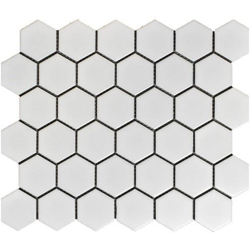 Cc Mosaics White Porcelain Mosaic - 2" X 2" Hexagon - Matte