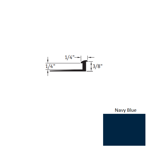 Johnsonite Navy Blue Vinyl Moulding / Trim - 1/4" X 12 Ft (144") X 3/8" - 1/4" Slim Line Transition - Slim Line Transition