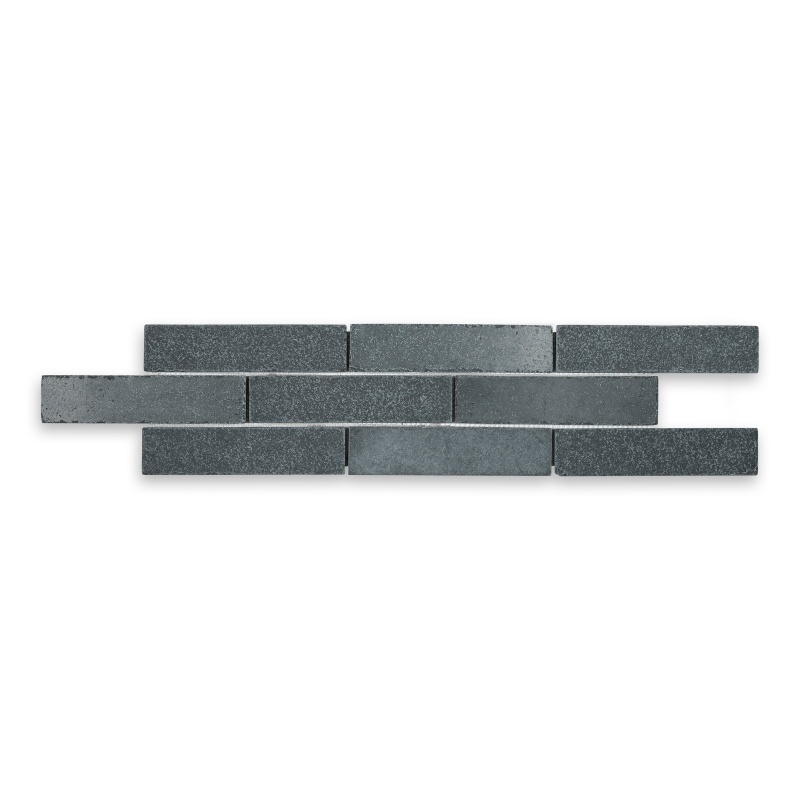 Lime Black Limestone Thin Brick Veneer - Tumbled - 6" X 24"