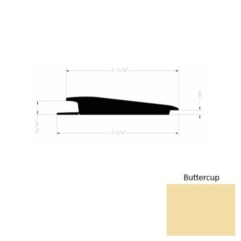 Solid 73 Butter Cup Rubber Rolling Traffic Transition - 3 3/16" X 9 Ft (108") X 1/4" - 0.080"