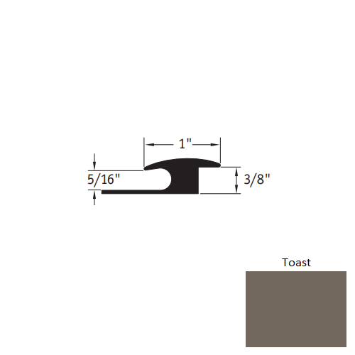 Johnsonite Toast Vinyl Moulding / Trim - 1" X 12 Ft (144") X 5/16" - 3/8" Adaptor - Adaptor