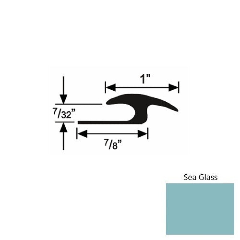 Solid 50 Sea Glass Rubber Tile / Carpet Joiner - 7/8" X 9 Ft (108") X 7/32"