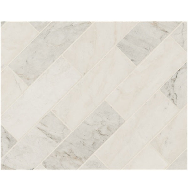 Glorious White Warm Marble Tile - Honed - 4" X 12"