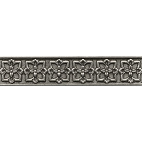 Ambiance Pewter Romanesque Metal Wall Trim - 2 1/2" X 12" Liner - Brushed