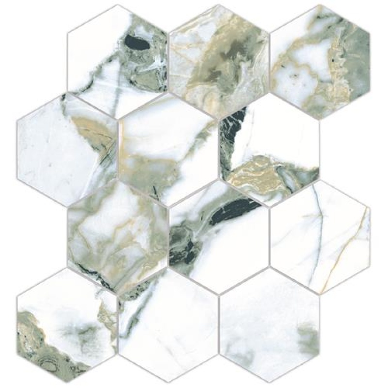 Touche Jade Porcelain Mosaic - 4" Hexagon - Satin