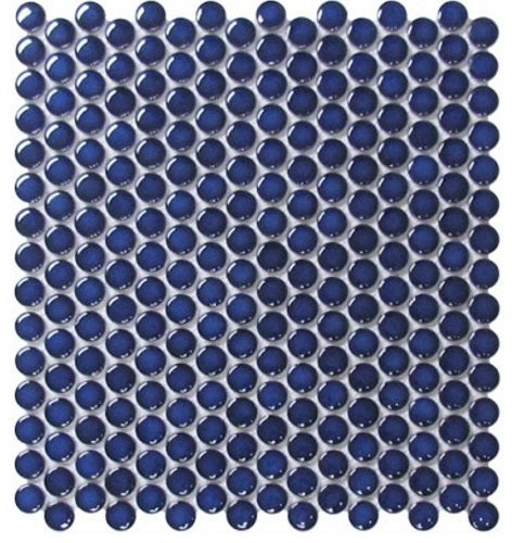 Cobalt Porcelain Mosaic - Penny Round - Glossy