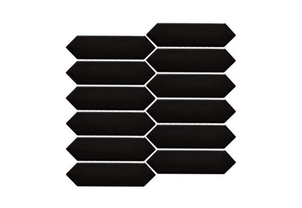 Artisan Plus Black Porcelain Mosaic - Picket Fence - Glossy