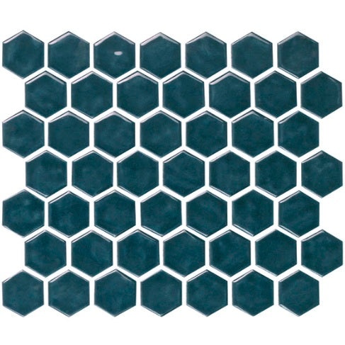 Artezen Deep Blue Ceramic Mosaic - 1.5" Hexagon - Glossy