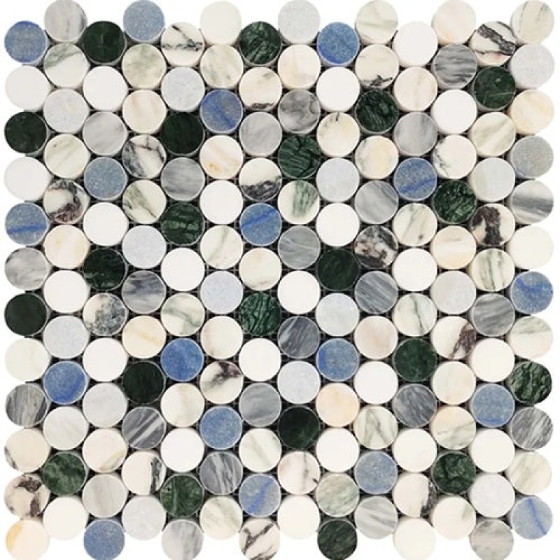 Palazzo Pitti Marble Mosaic - 1" Penny Round - Polished