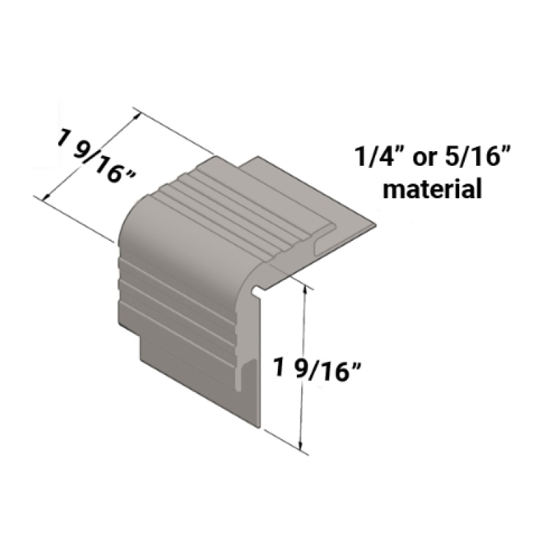 Silver Grey Vinyl Double Undercut Carpet Stair Nose