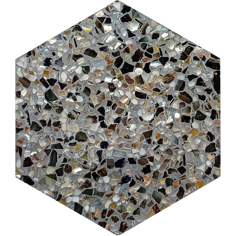 Aquaterra Black Shell Mosaic - Hexagon - Glossy