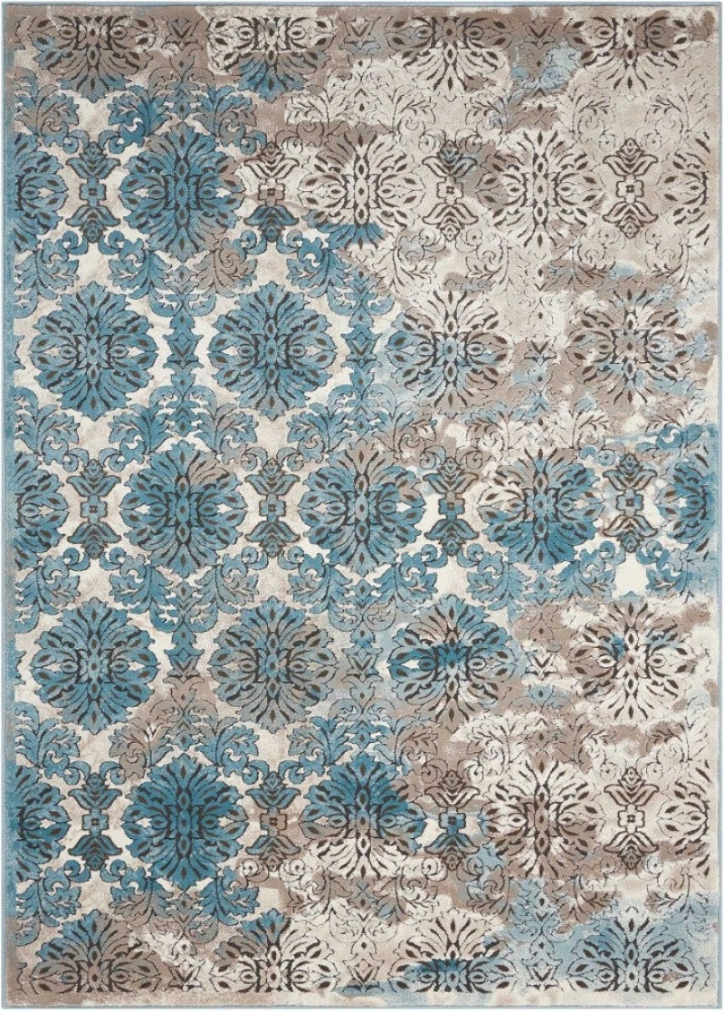 Karma Ivory Blue Transitional Area Rug