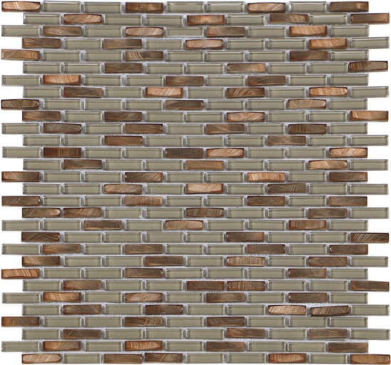 Iridium Copper Glass & Aluminum Mosaic - Mini Brick - Natural