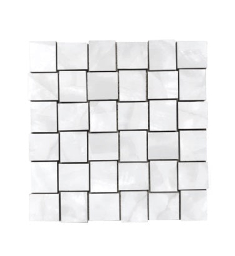 Mother Of Pearl Silver Porcelain Mosaic - Basket Weave