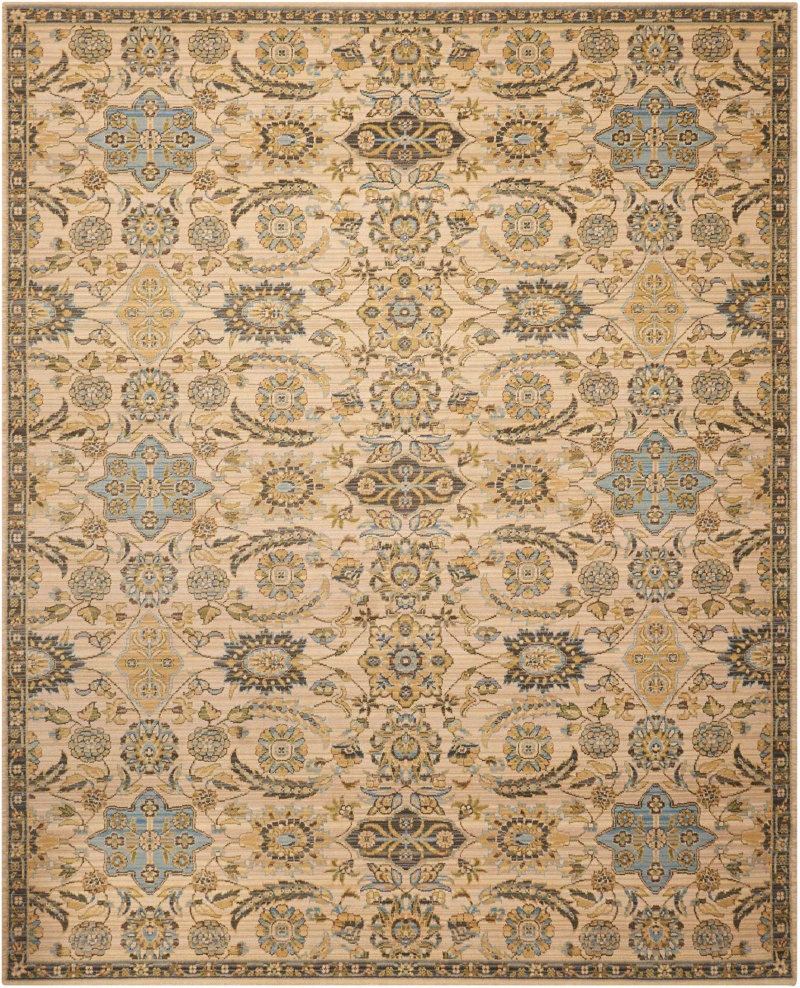 Timeless Beige Wool Vintage Area Rug 8 ft x 10 ft