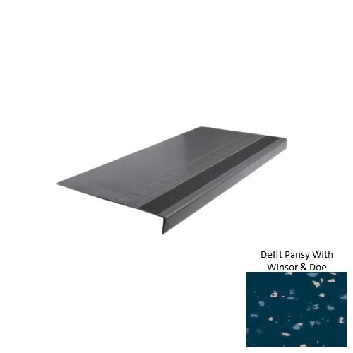 Spextones Delft Pansy With Winsor & Doe Type 875 With Flush Carborundum Strip Distinct Designs Rubber - 12 1/4" X 72" Stair Tread - Raised Square Design