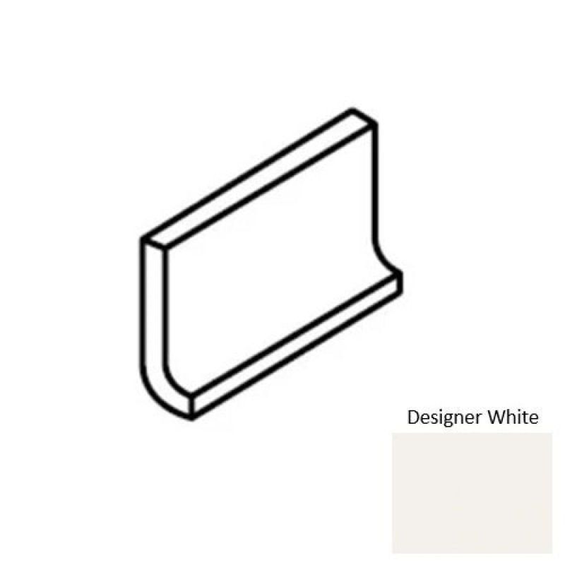 Color Story Wall Designer White Ceramic Wall Trim - 3" X 6" Cove Base - Matte
