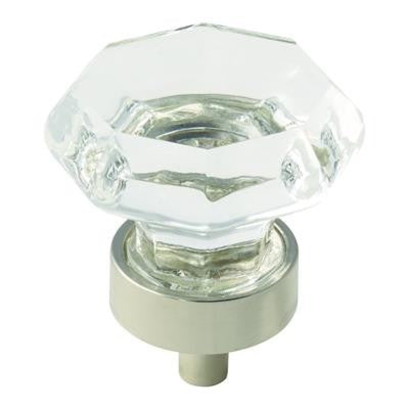 Traditional Classics Zinc & Tempered Glass Cabinet Knob - Clear / Polished Nickel - 1 5/16" (33 Mm) Length