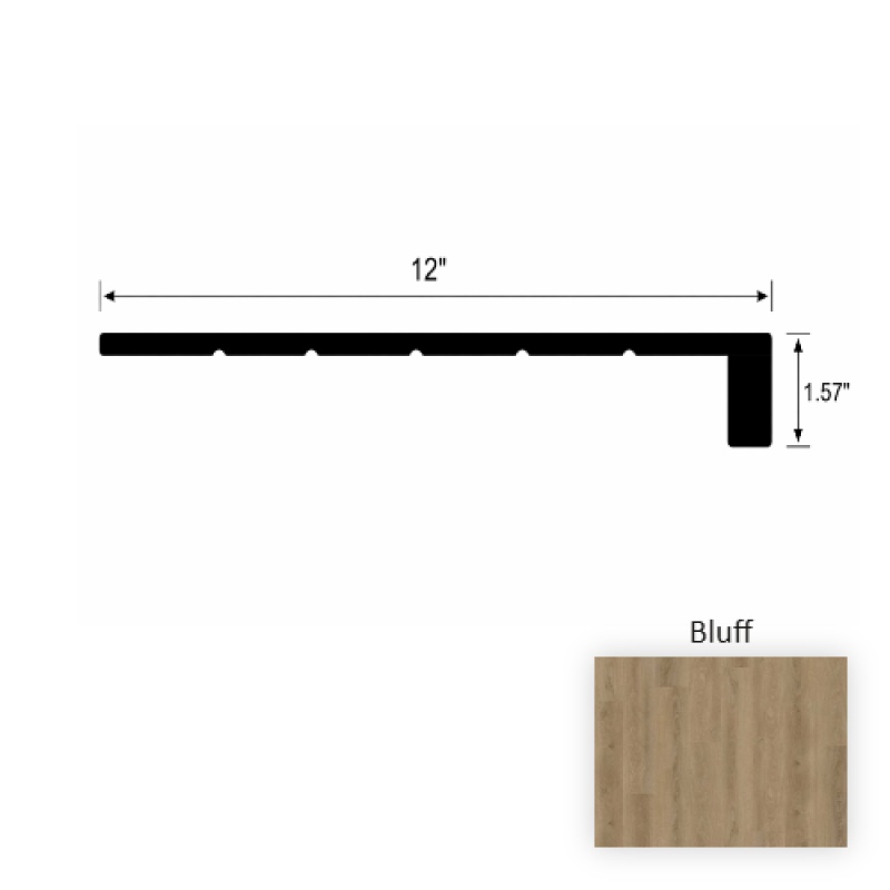 Versacore Pureedge Bluff Luxury Vinyl Moulding / Trim - 12" X 48" Square Stair Tread - Ceramic Bead