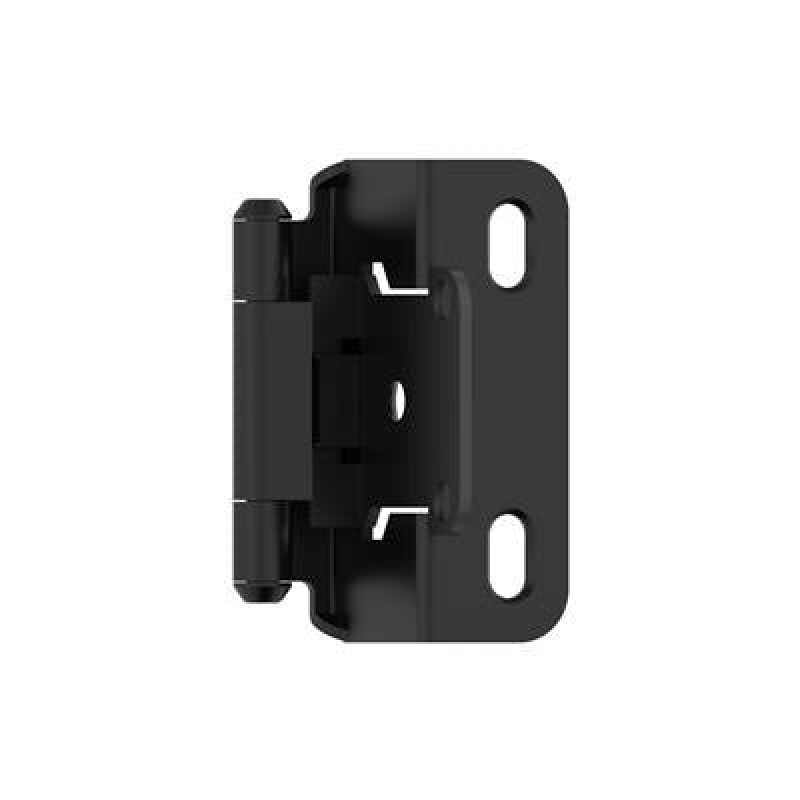 Matte Black Steel Face Frame Self Close Wrap Around Cabinet Hinge - 1/2" (13 Mm) Overlay - Matte Black