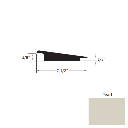 Johnsonite Pearl Vinyl Moulding / Trim - 2 1/2" X 12 Ft (144") X 3/8" - 1/8" Wheeled Traffic Transition - Wheeled Traffic Transition