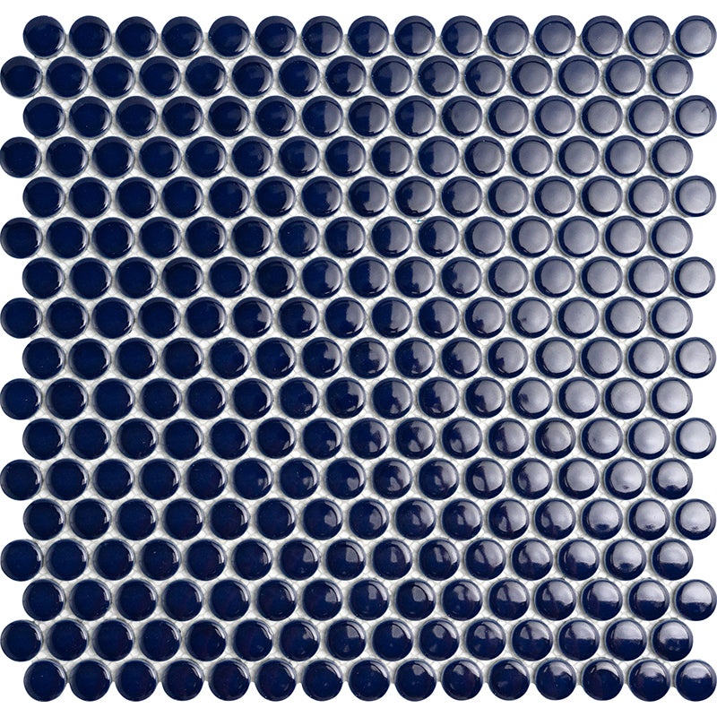 Orbit Midnight Stardust Porcelain Mosaic - 0.75" X 0.75" Penny Round - Glossy