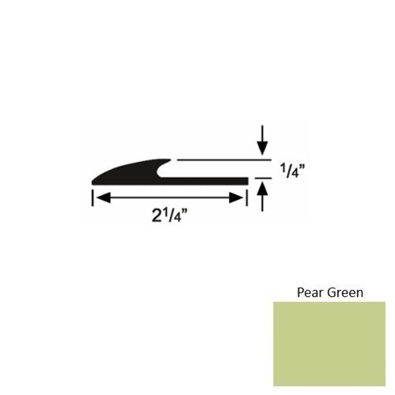 Solid 38 Pear Green Rubber Glue Down Carpet Edge - 2 1/4" X 9 Ft (108") X 1/4"