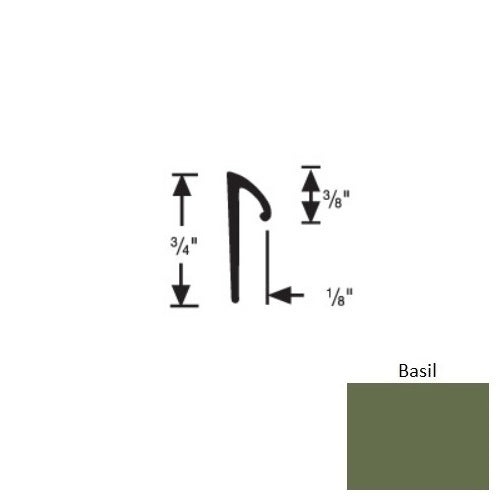 Flextones Basil Vinyl 197R Tapered Resilient Cove Cap - 3/8" X 12 Ft - Thermoplastic