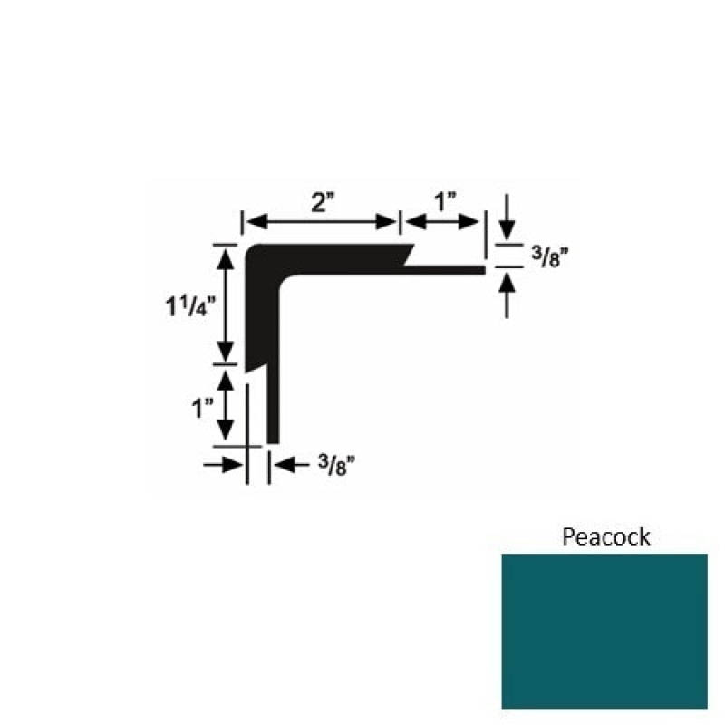 Solid 15 Peacock Rubber Double Flange Carpet Stair Nosing (Sq) - 2" X 9 Ft (108")