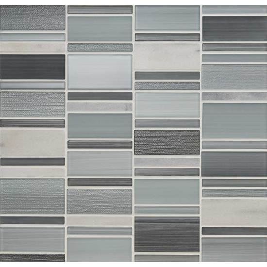 Serentina Zen Stone & Glass Mosaic - Block Random - Glossy