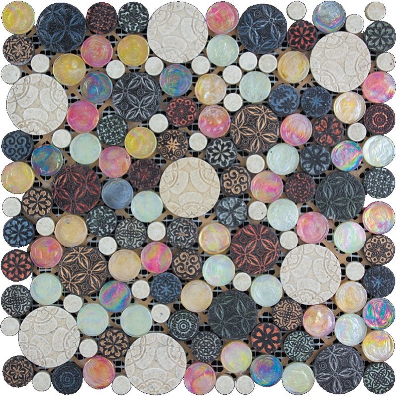 Netherlands District Dark Glass & Resin Mosaic - Bubble - Textured & Glossy