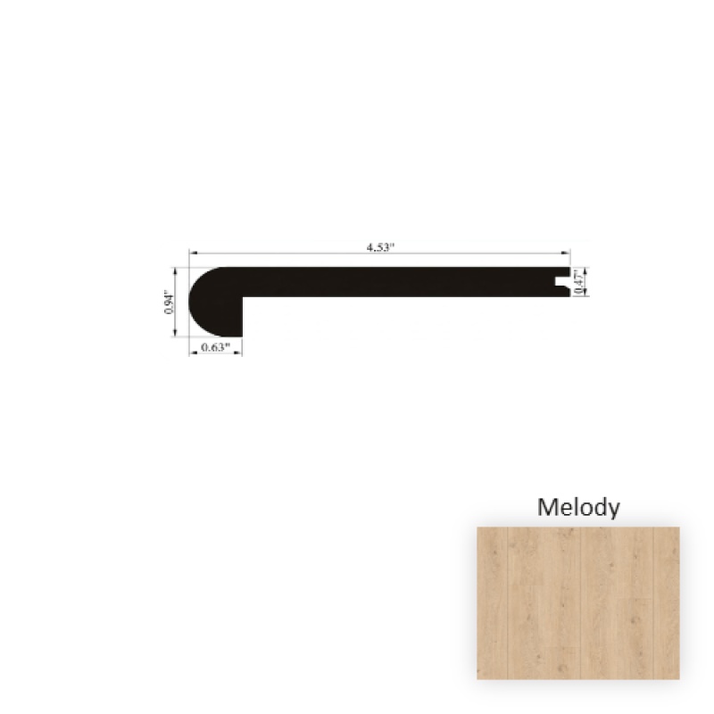 Crescendo Melody Laminate Wood Moulding / Trim - 4.5" X 94" Flush Stair Nose - Textured