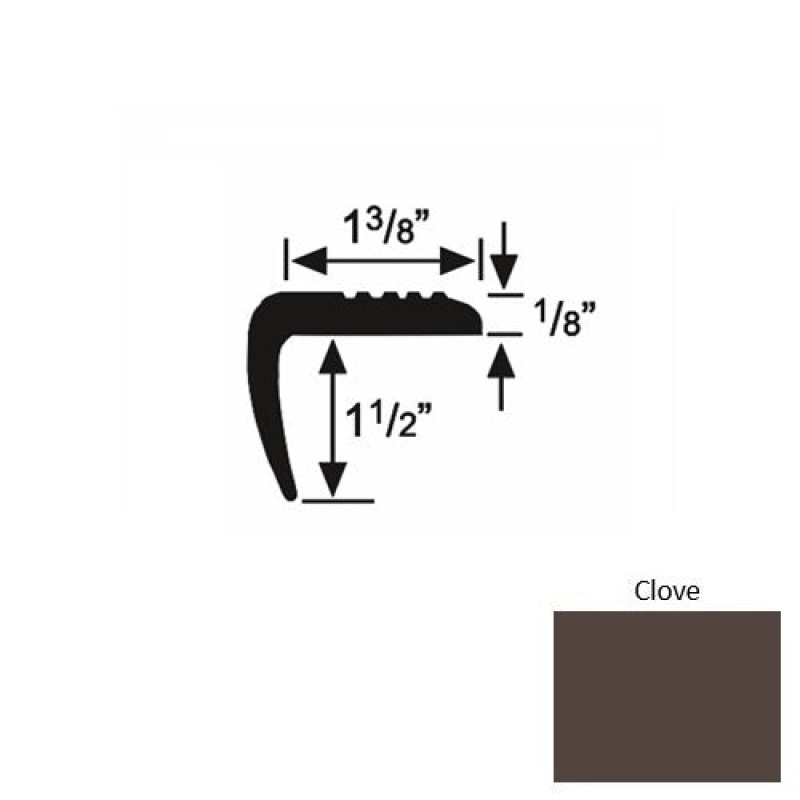 Solid 05 Clove Rubber Domestic Stair Nosing (Sq) - 1 3/8" X 9 Ft (108")