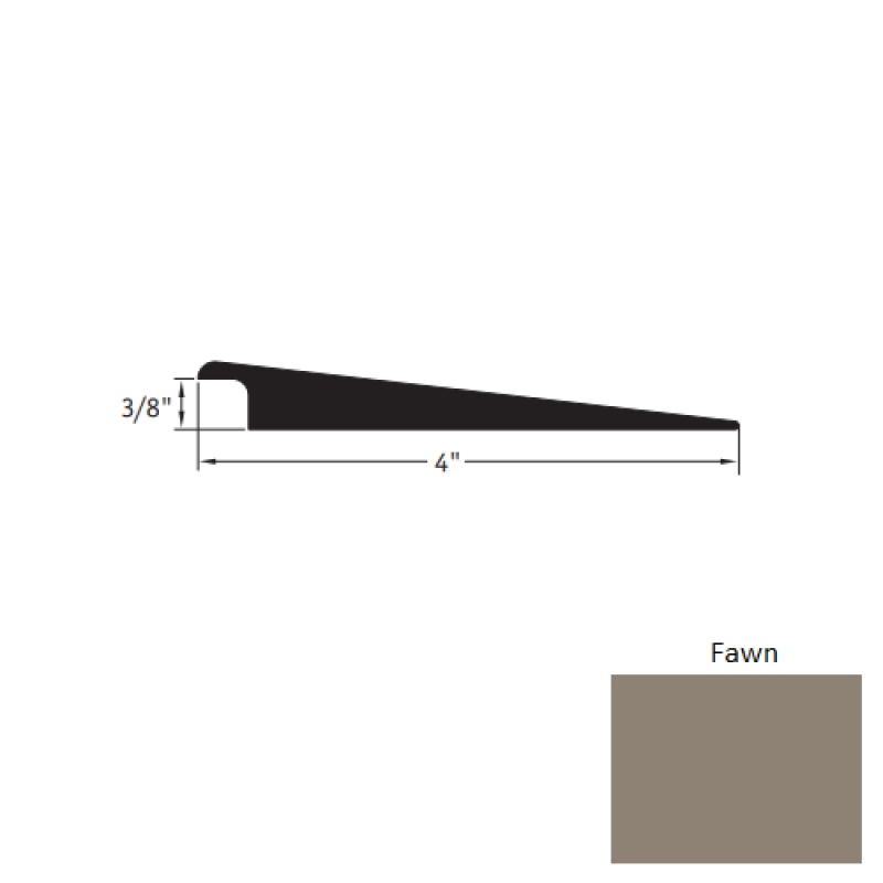 Johnsonite Fawn Vinyl Moulding / Trim - 4" X 12 Ft (144") X 3/8" Wheeled Traffic Transition - Wheeled Traffic Transition