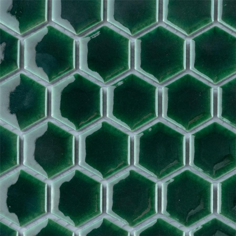 Metro Ion Emerald Porcelain Mosaic - 1'' Hexagon - Glossy